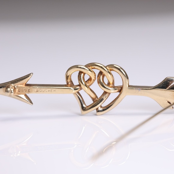 Marcel Boucher 1950's Blue Sapphire Double Heart And Arrow Brooch - Picture 2 of 6